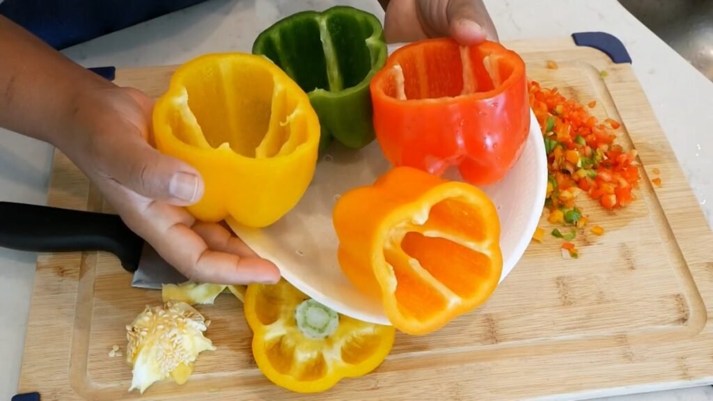 Bell Peppers with tops removed