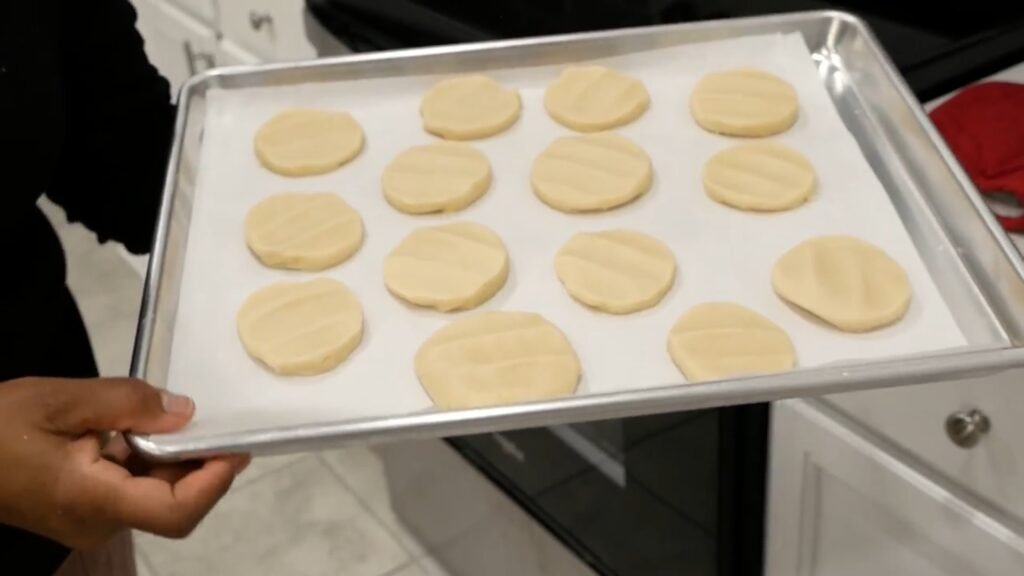 3 Ingredient Shortbread Cookies Preparing to bake the cookies
