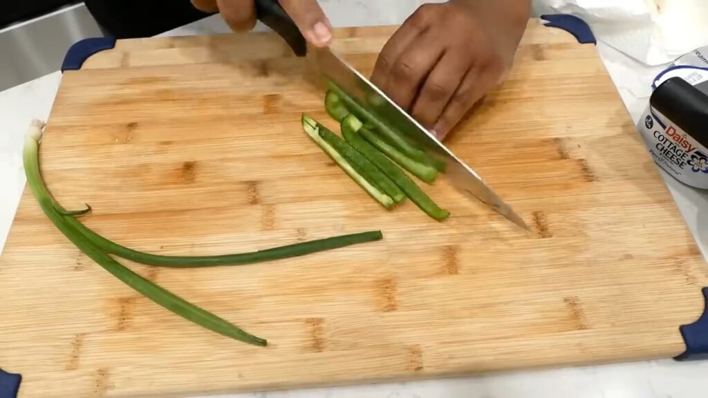 Chopping green onions