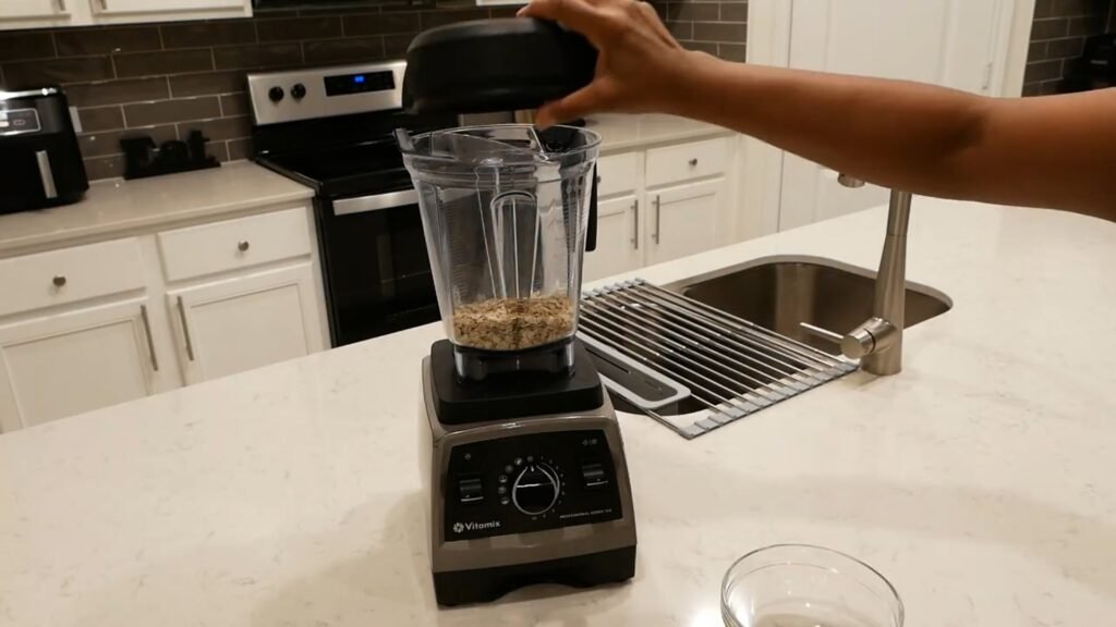 Pulsing the oats in the blender