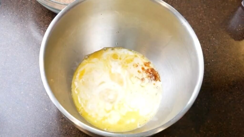 Easy Homemade Chocolate Cake Wet ingredients have been mixed