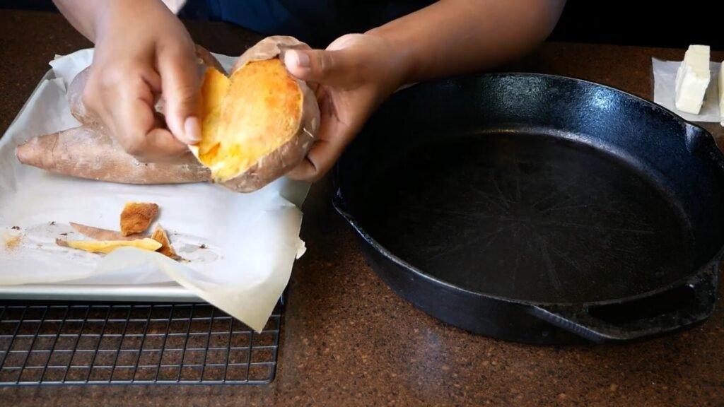 Southern Candied Yams Peeling sweet potatoes