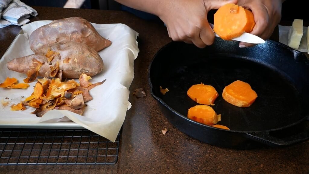 Southern Candied Yams Partially baked sweet potatoes sliced into rounds