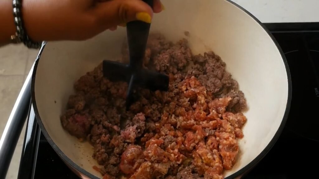 Browning the meat