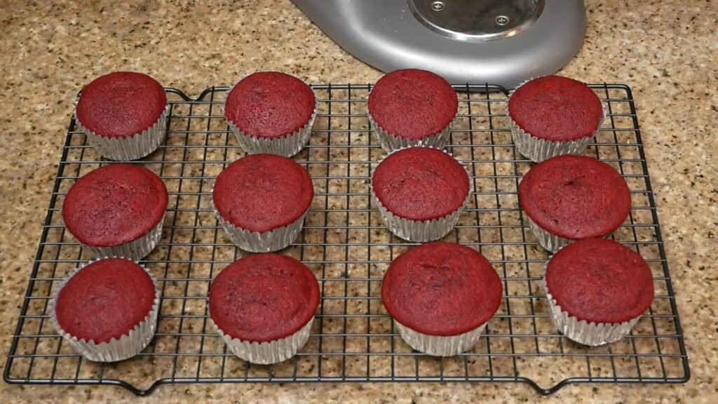 Red Velvet Cupcakes with Cream Cheese Frosting Muffins fresh out of the oven