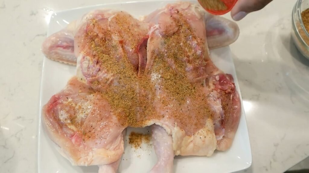Chicken with seasonings added
