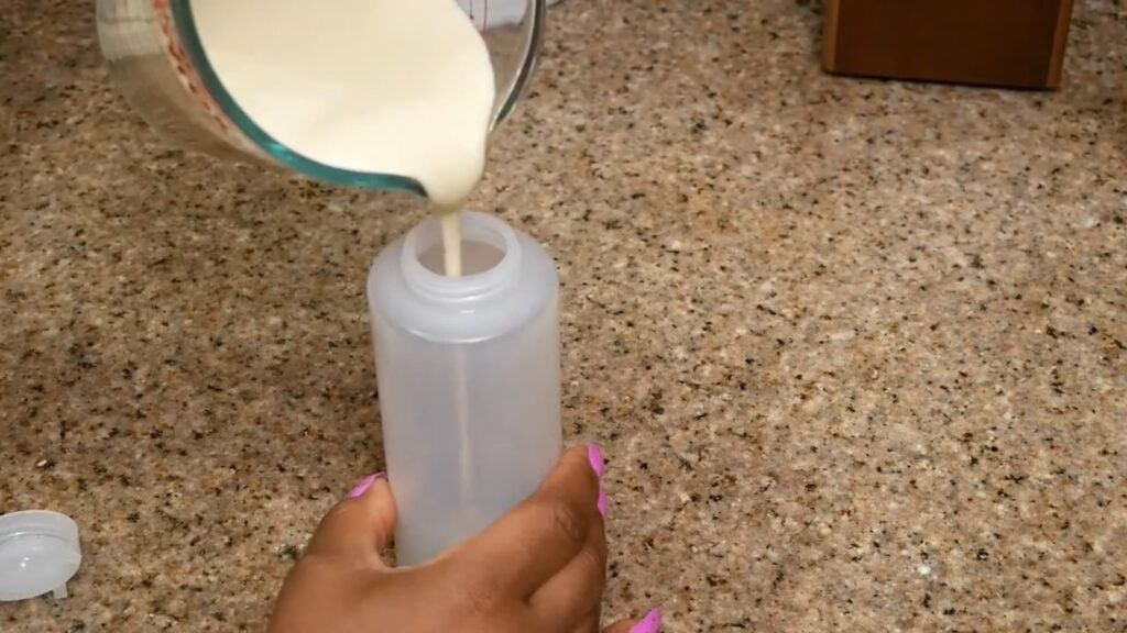 Transferring the batter to a squeeze bottle