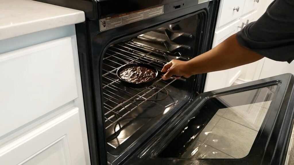 baking brownie in the oven