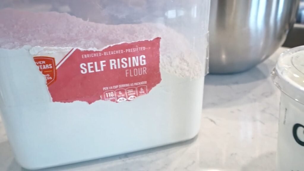 Easy Two-Ingredient Bagels Self-rising flour ready to be measured out