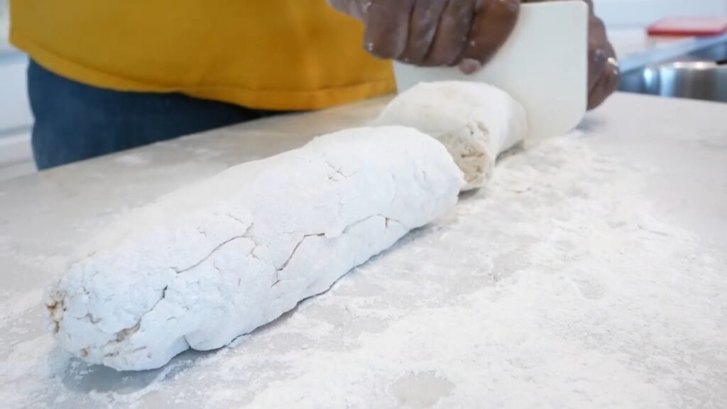 Easy Two-Ingredient Bagels Cutting the dough