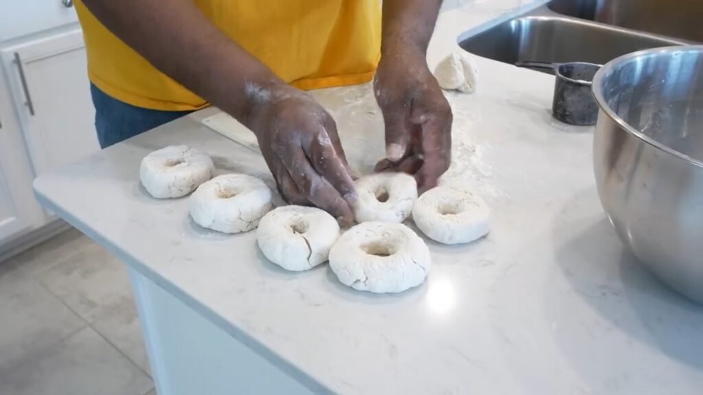 Easy Two-Ingredient Bagels Forming the bagels