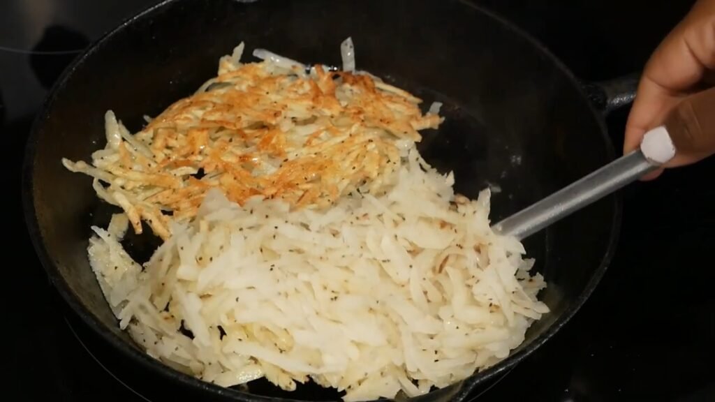 Flipping potatoes once they are soft