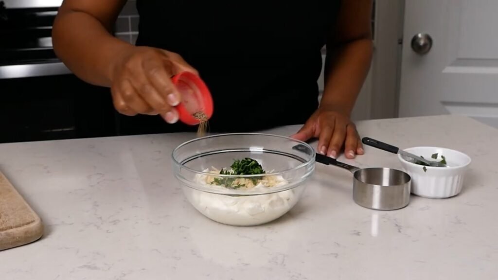 Easy Skillet Meatball Lasagna Making cheese sauce