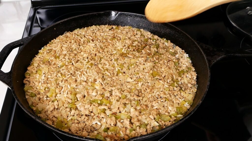 Dirty rice is finished cooking
