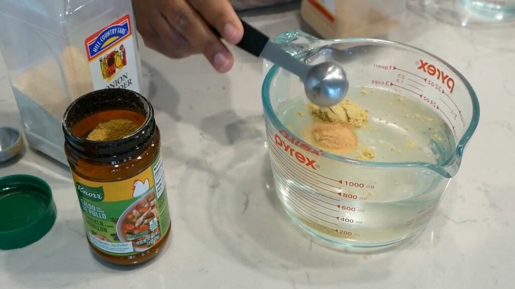 Creamy Potato Soup Recipe making broth using water and chicken bouillon powder