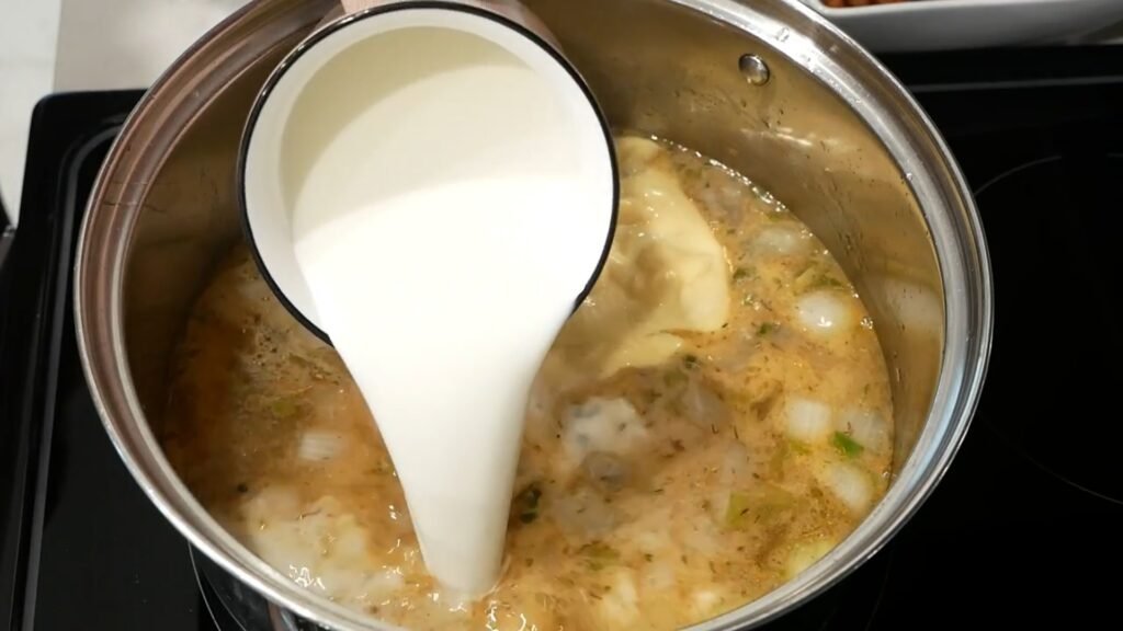 Creamy Potato Soup Recipe Adding the milk