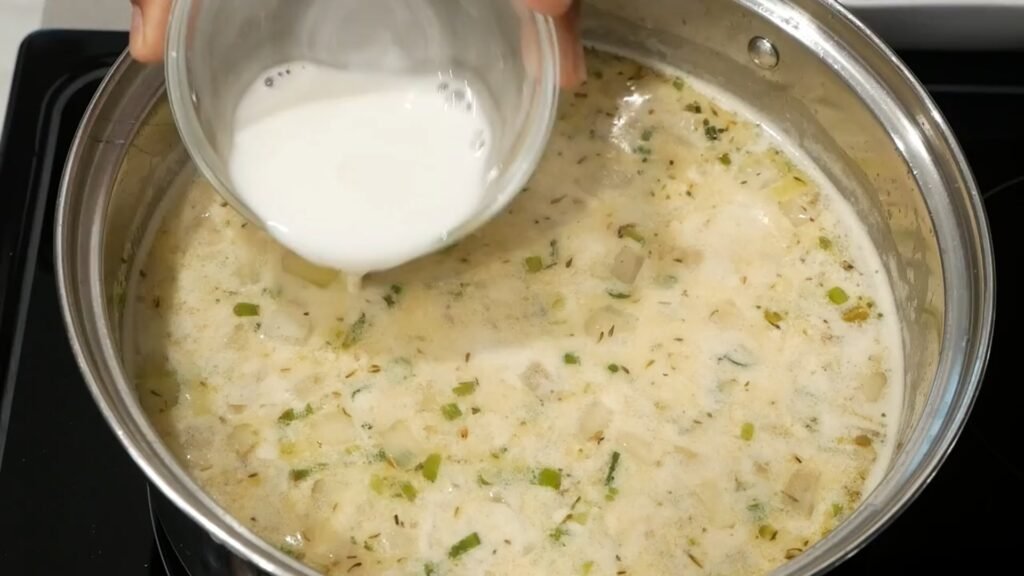 Creamy Potato Soup Recipe Thickening the soup with cornstarch slurry
